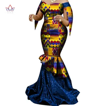 Произведено в Китай Модни африкански рокли за жени Дашики плюс размера на африканска облекло Базен плюс размер вечерна рокля WY6830