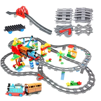Строителни блокове с голям размер, съвместими комплекти влакове, жп път 