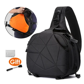 Триъгълен перевязь за фотоапарати през рамо, мека мъжка дамска чанта, водоустойчив, с дождевиком, черни, оранжеви чанти, чанта за статив