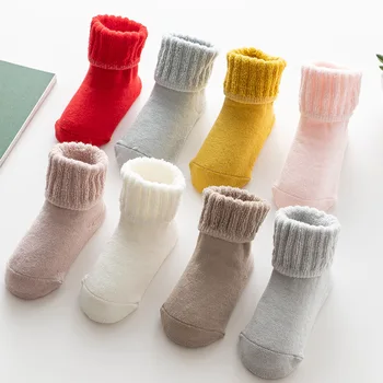 Чорапи памук за новородени, нескользящие чорапи на пода, есенни и зимни детски чорапи, чорапи за новородени бебета момчета и момичета